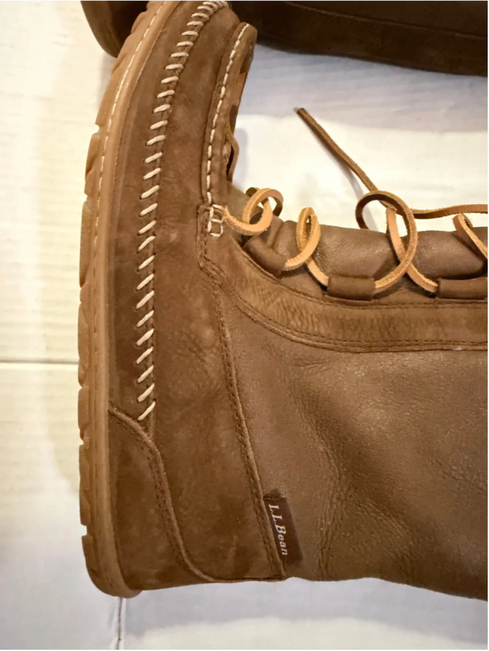 L.L.Bean Brown Shearling Leather Winter Boots Women’s US 10 M Lace Up Lamb Fur M